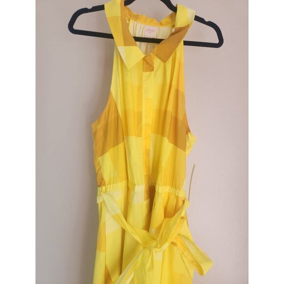 NWT Plenty by Tracy Reese Halter Button-down Shirt Dress Size 2X Yellow #ND411 - Picture 5 of 13